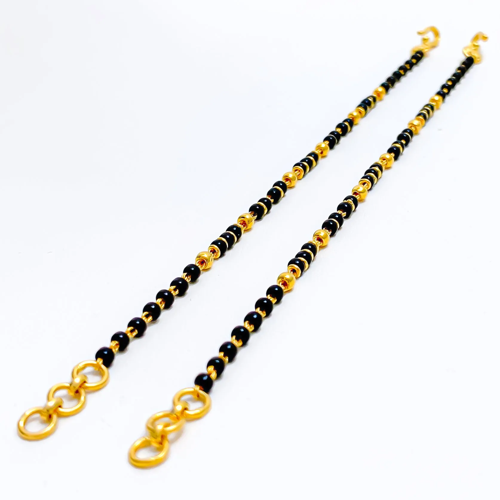 Tasteful Lovely 22k Gold Black Bead Baby Bracelets