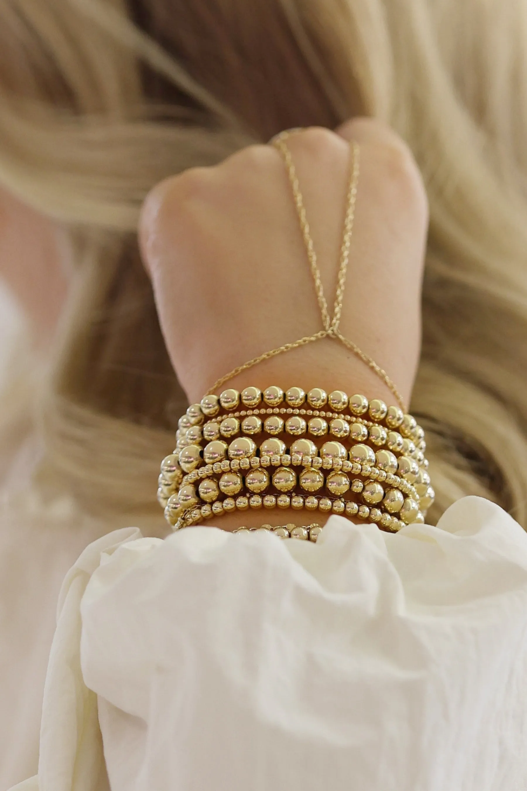 THE FULL CLASSIC STACK | 14K Gold Filled Anti-Tarnish Ball Beaded Bracelets