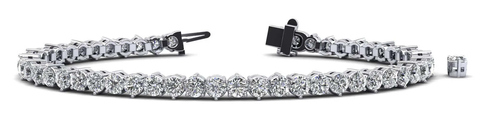Three Prong Alternating Lab-Grown Diamond Tennis Bracelet with 8.80 ct.(finished) 3.75mm