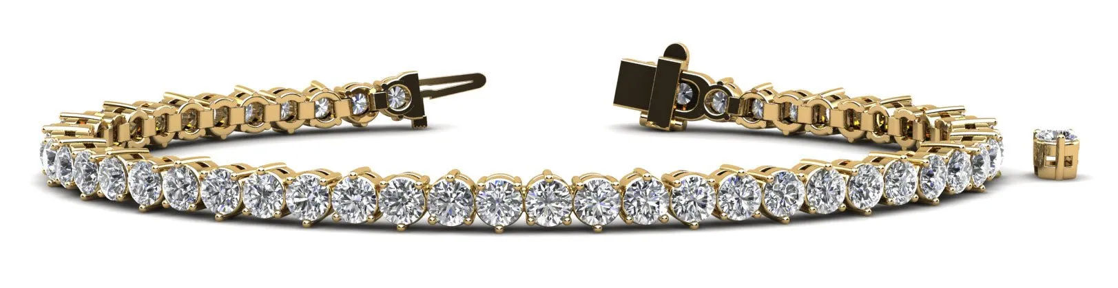 Three Prong Alternating Lab-Grown Diamond Tennis Bracelet with 8.80 ct.(finished) 3.75mm