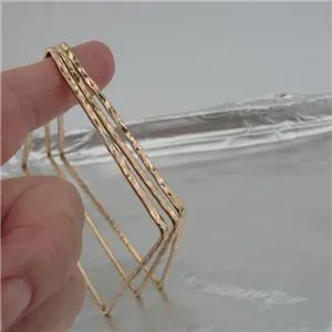 Three Square Bangle Bracelet 14k yellow Gold F Handmade Art Hadar Designers (V)