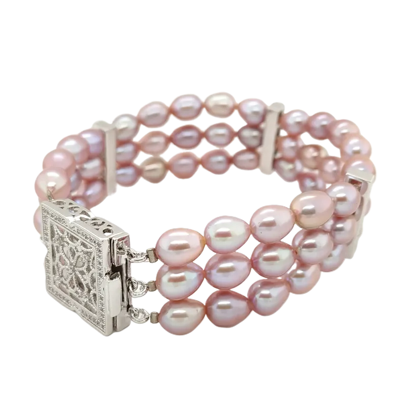 Three String Rice Pearl Bracelet