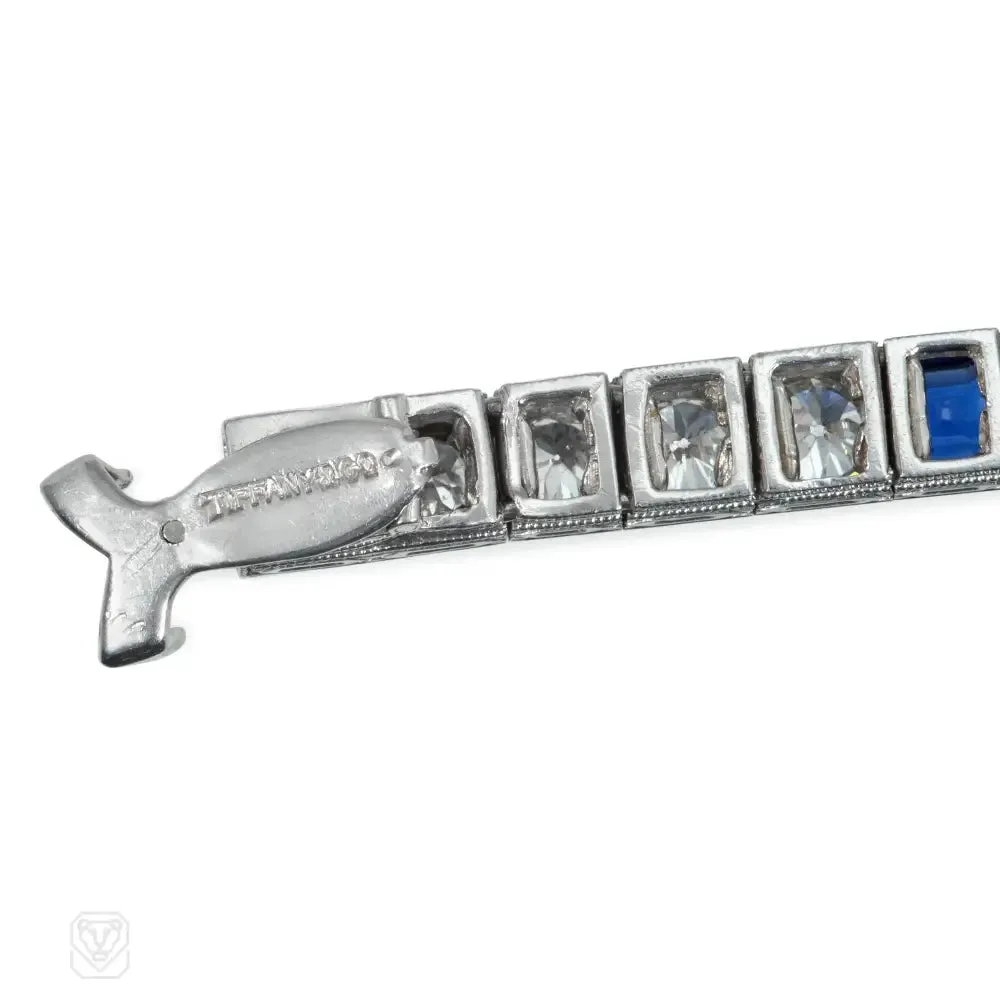 Tiffany & Co. Art Deco sapphire and diamond line bracelet