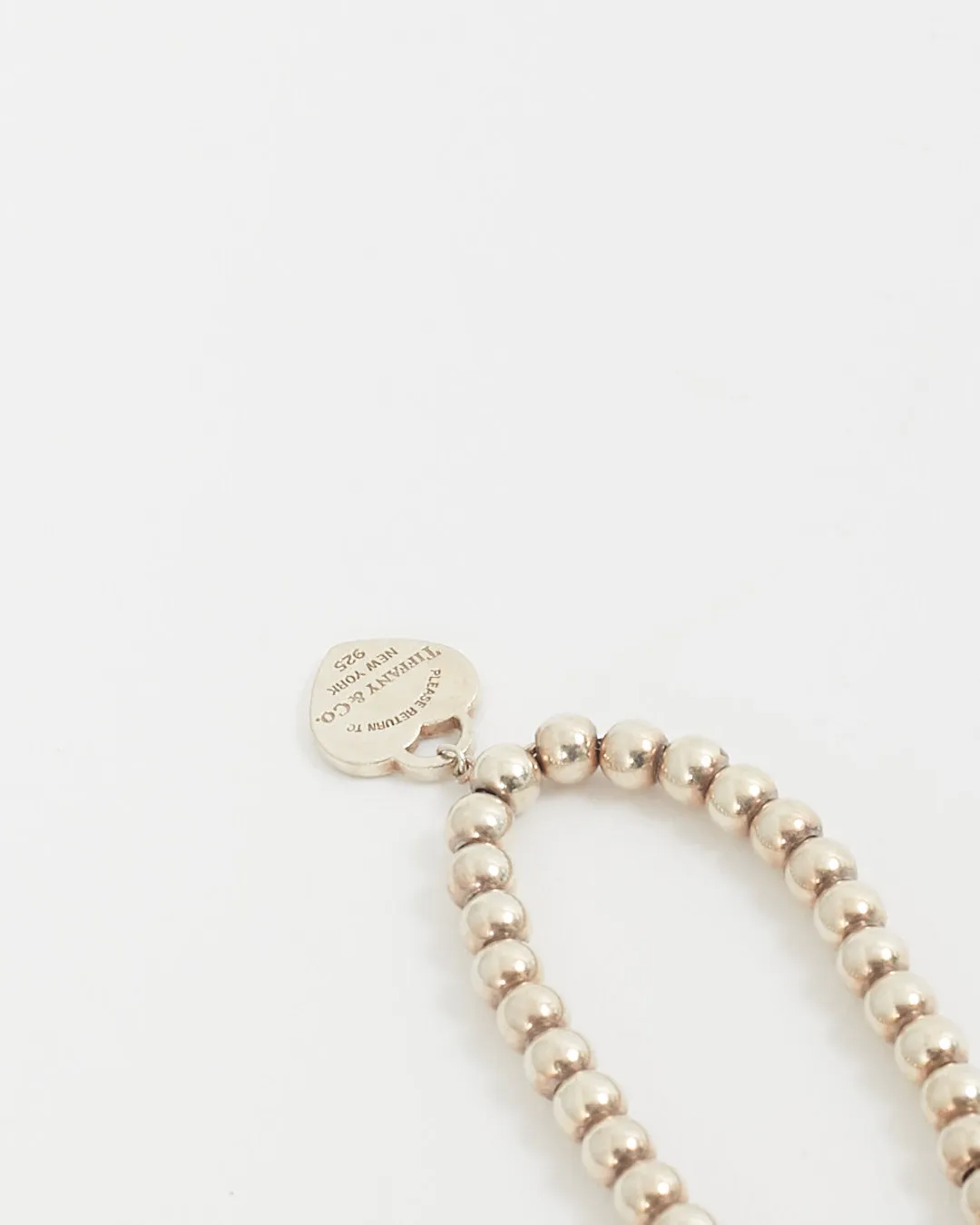 Tiffany & Co. Silver Heart Tag Bead Bracelet