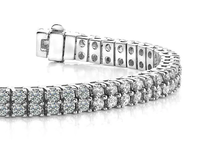 Timeless Two Row Diamond Tennis Diamond Bracelet with 6.05 ct.(finished) 2.5mm