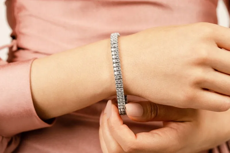 Timeless Two Row Diamond Tennis Diamond Bracelet with 6.05 ct.(finished) 2.5mm