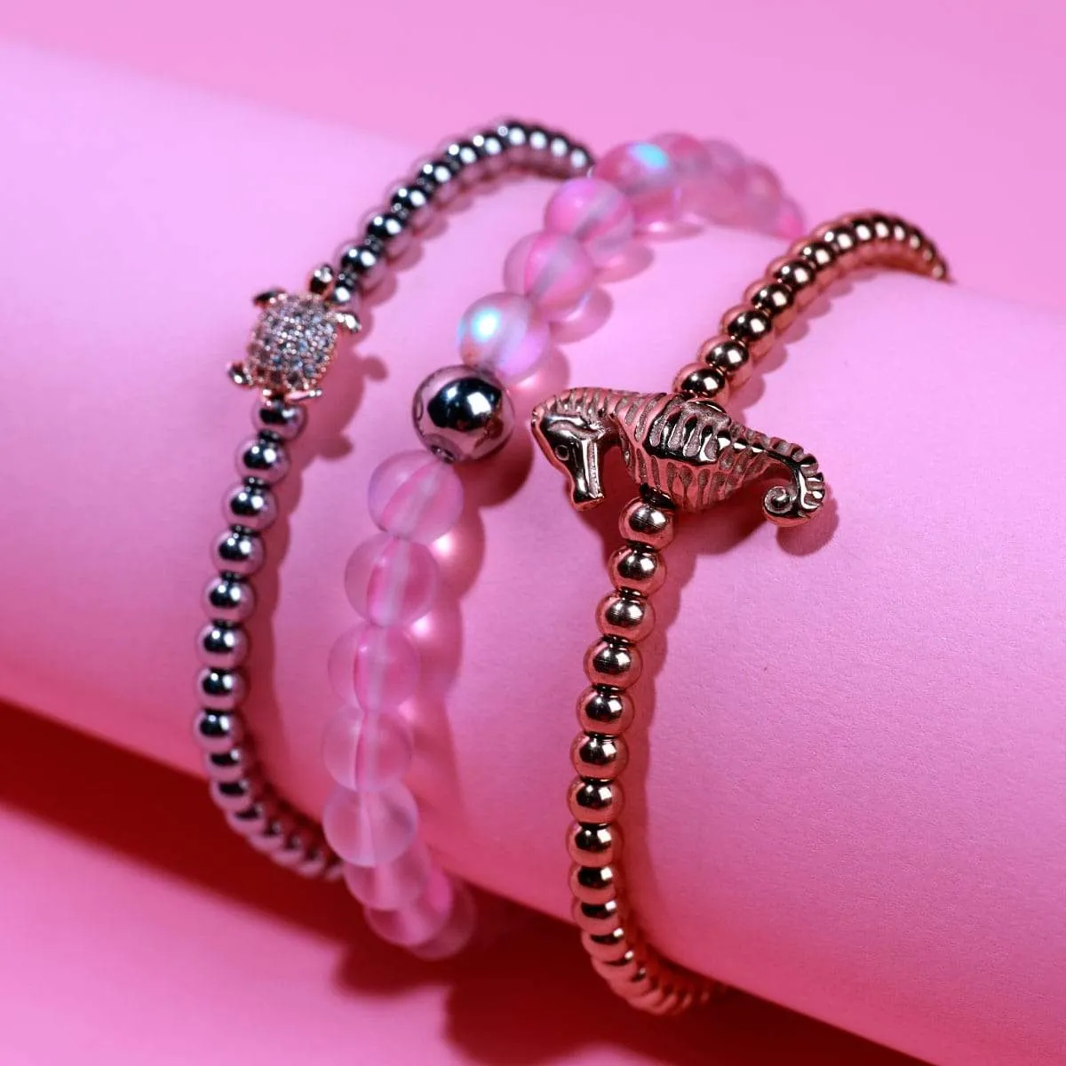 Tortuga | Silver & 18k Rose Gold | Crystal Sea Turtle Bracelet