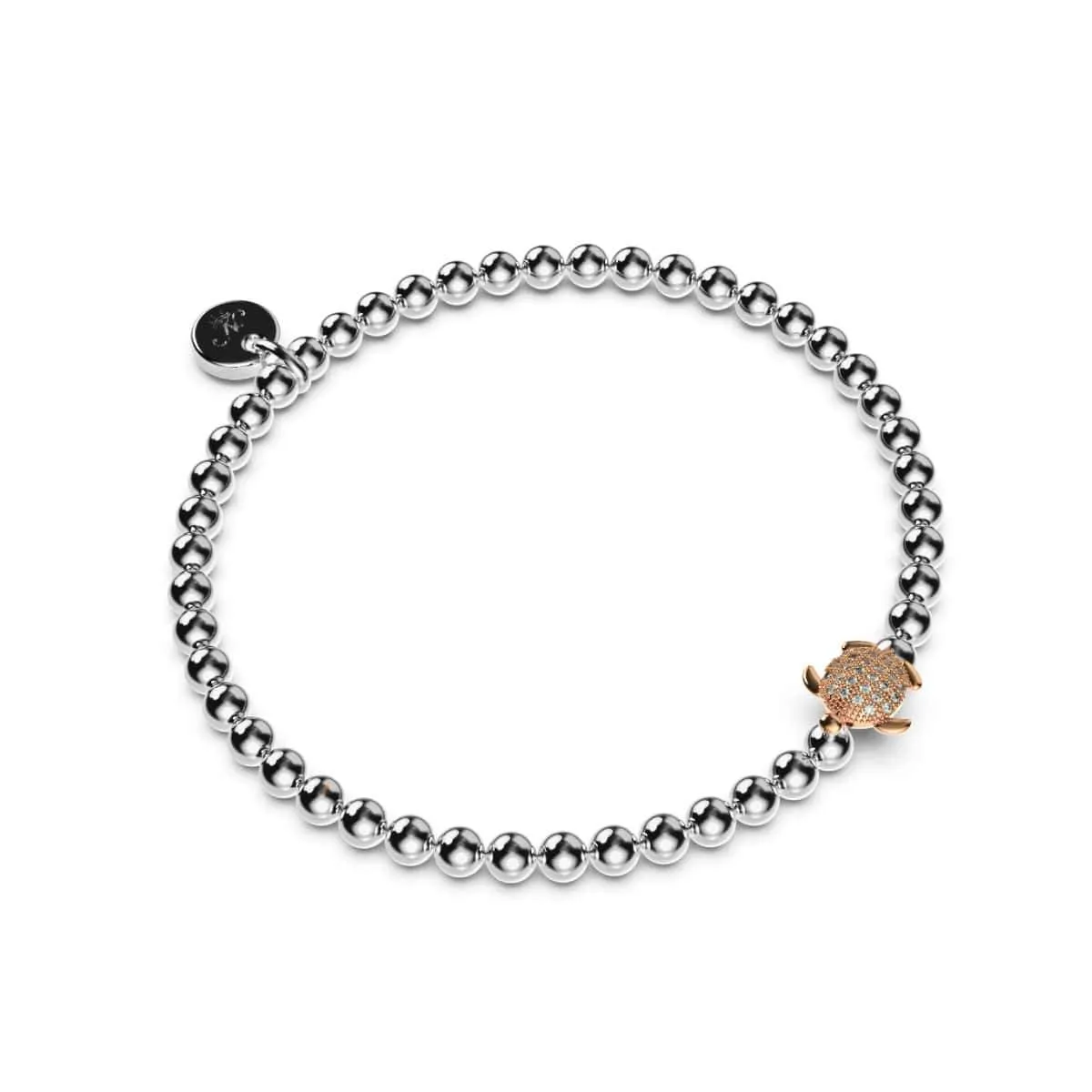Tortuga | Silver & 18k Rose Gold | Crystal Sea Turtle Bracelet