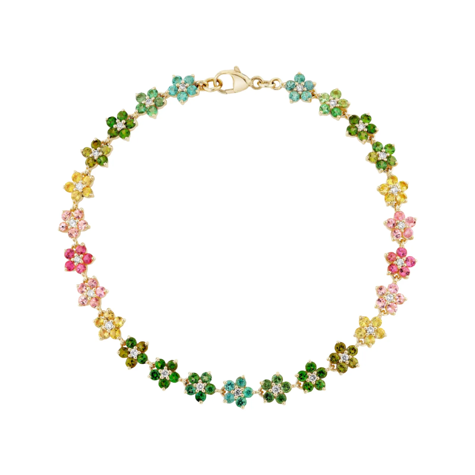 Tourmaline & Diamond Aurora Flower Bracelet