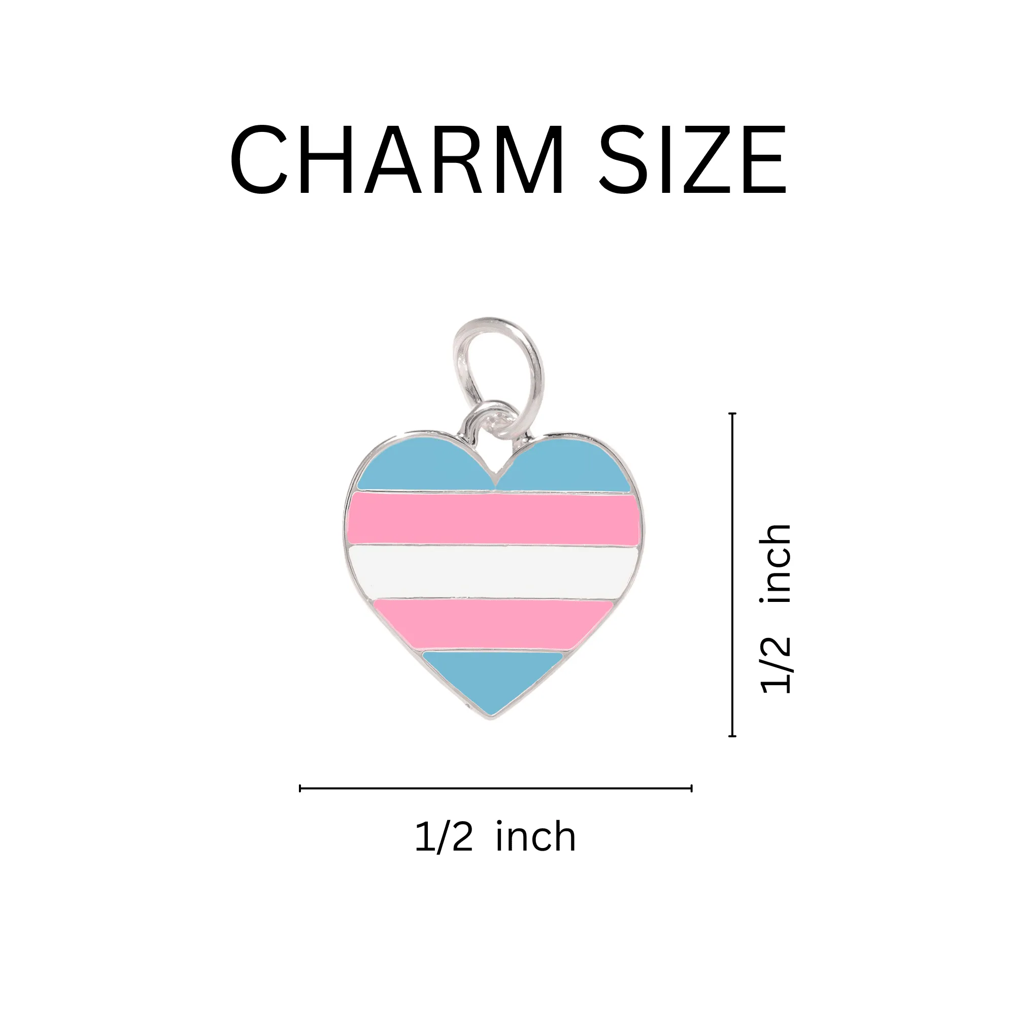 Transgender Heart-Shaped Flag Silver Beaded Charm Bracelets