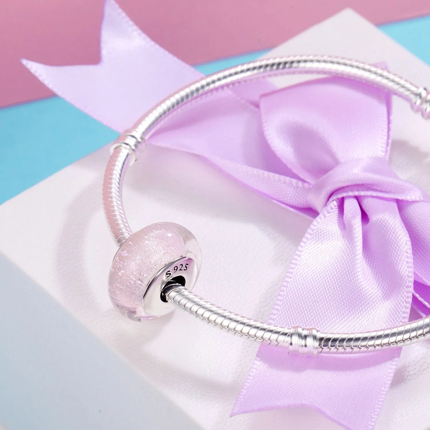 Transparent Pink Murano Bead Charm