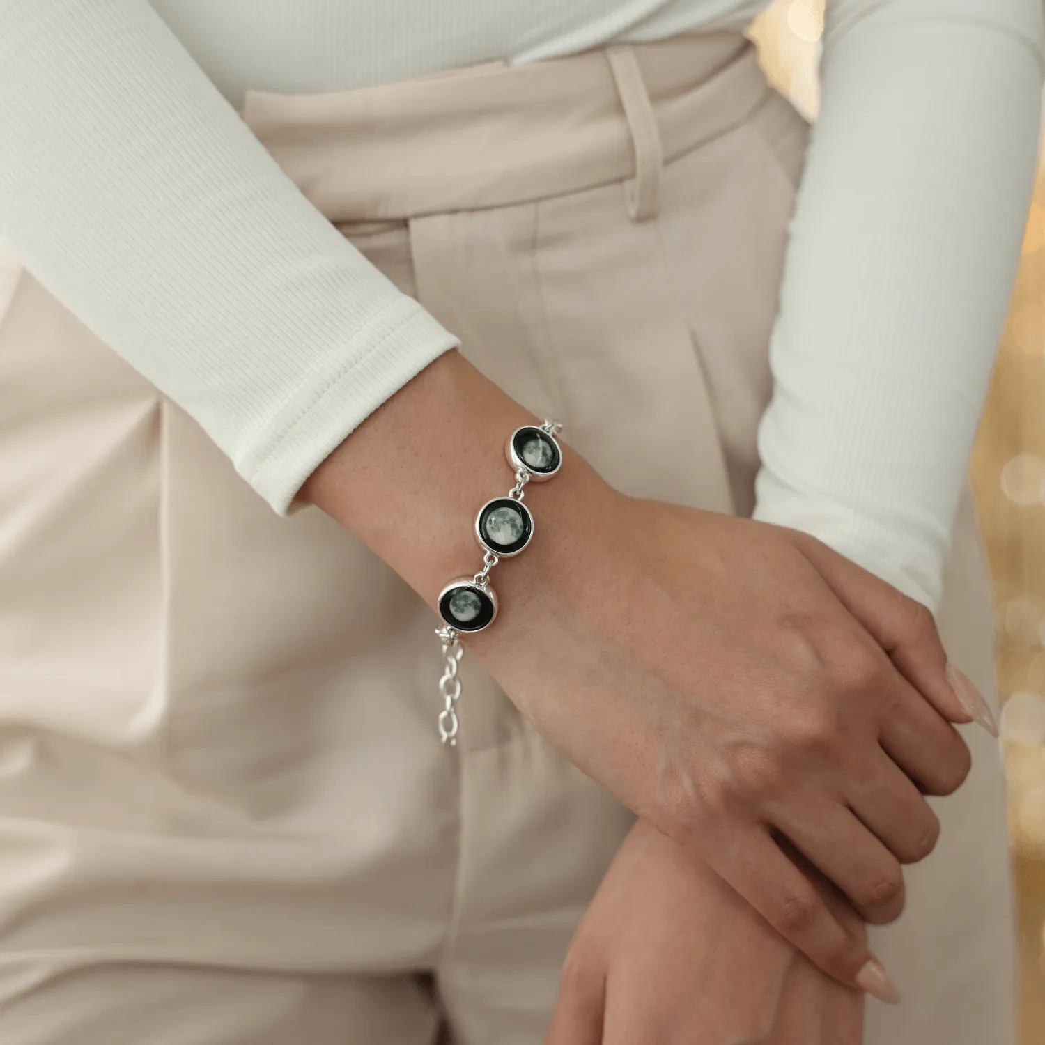 Trinity Moon Charm Bracelet