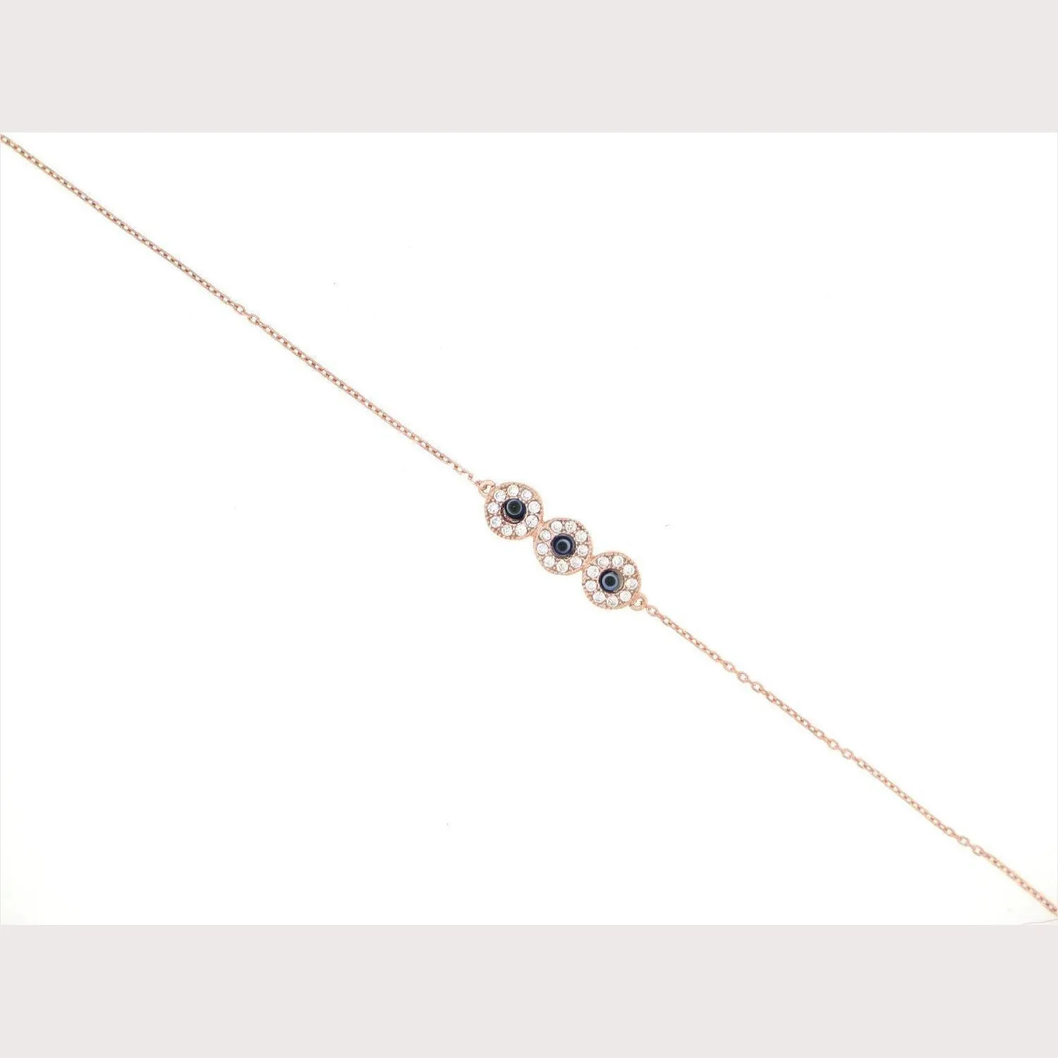 Triple Evil Eye Bracelet-Rose Gold