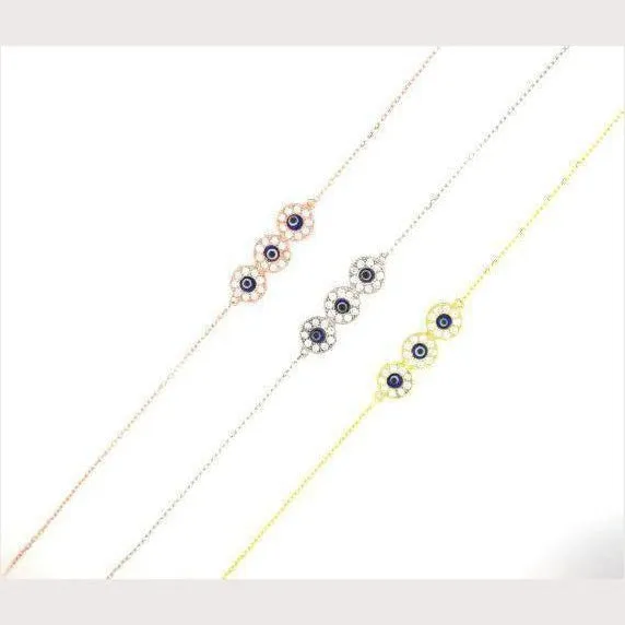 Triple Evil Eye Bracelet-Rose Gold