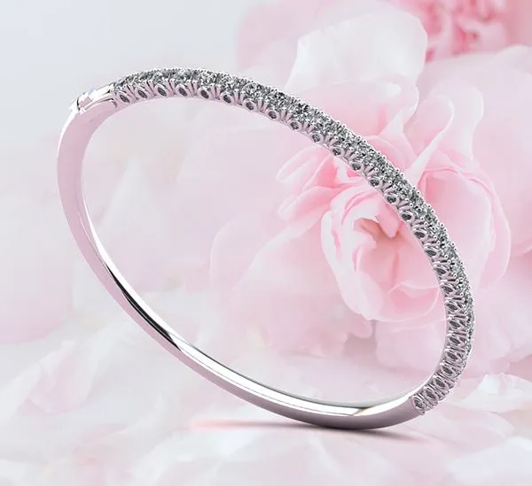 Tulip Edge Diamond Bangle Bracelet with 2.84 ct.(finished) 3mm