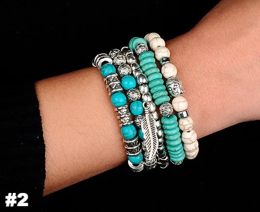 Turquoise Buddha Bracelet Set (5 Bracelets)