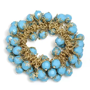 TURQUOISE FACETED BEADS GOLD STRETCH BRACELET#SB 24290 G/TRQ (B Line/EH6-Top)