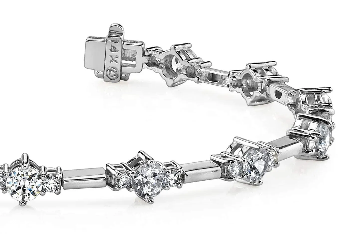 Two Tone Triple Lab-Grown Diamond Bracelet with 2.99 ct.(finished) 2mm, 3.5mm