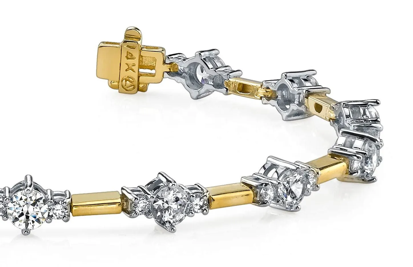 Two Tone Triple Lab-Grown Diamond Bracelet with 2.99 ct.(finished) 2mm, 3.5mm