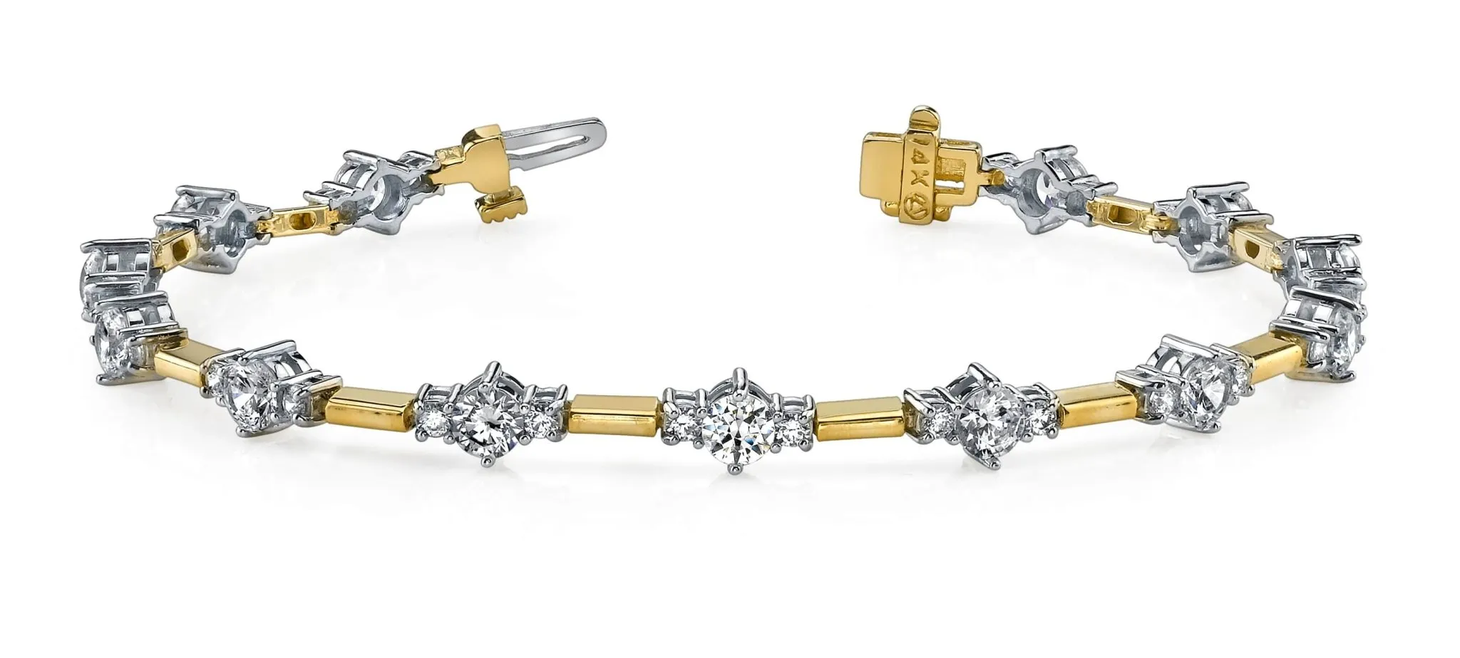 Two Tone Triple Lab-Grown Diamond Bracelet with 2.99 ct.(finished) 2mm, 3.5mm