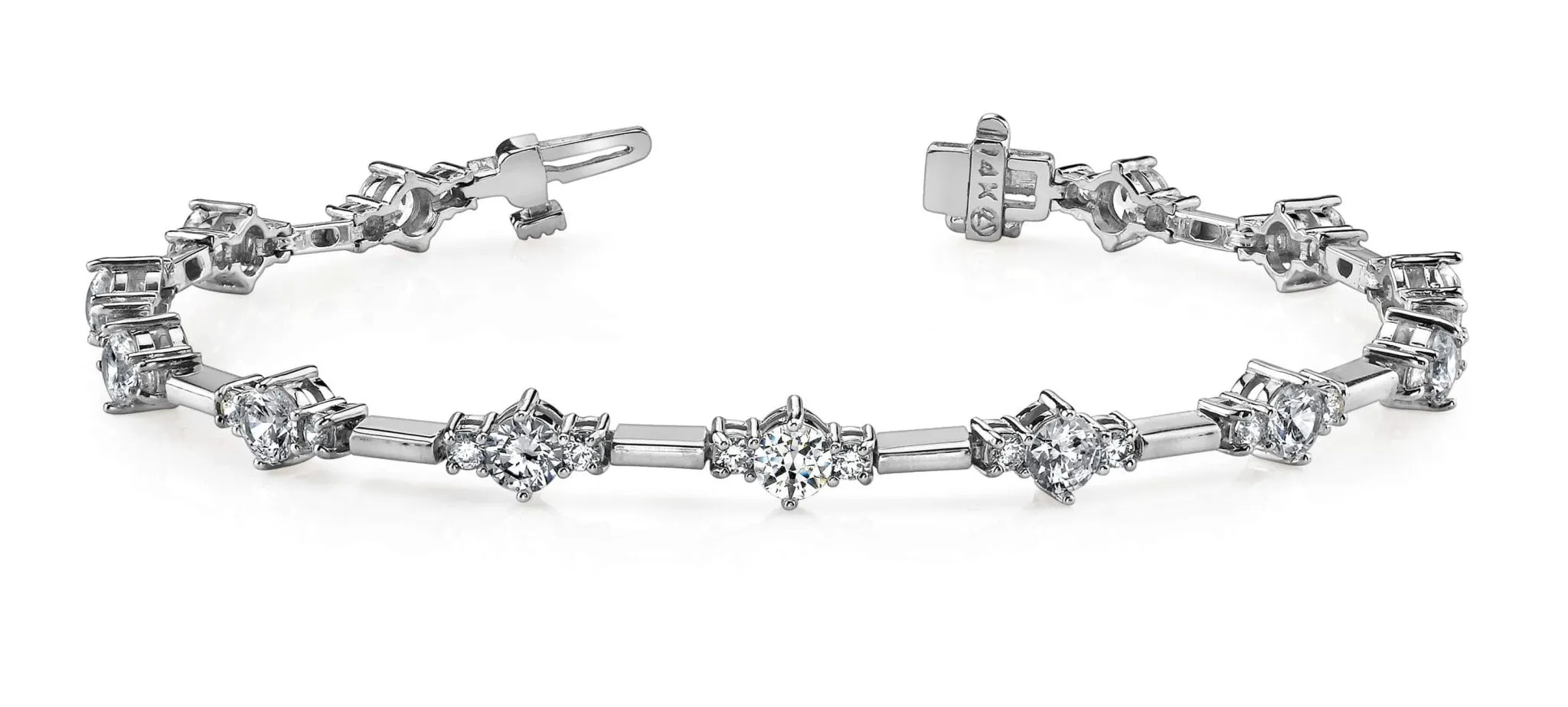 Two Tone Triple Lab-Grown Diamond Bracelet with 2.99 ct.(finished) 2mm, 3.5mm