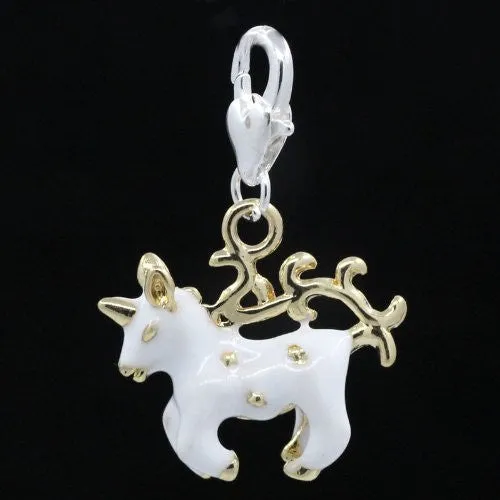 Unicorn Clip on Pendant for European Charm Jewelry w/ Lobster Clasp