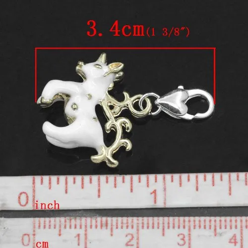 Unicorn Clip on Pendant for European Charm Jewelry w/ Lobster Clasp