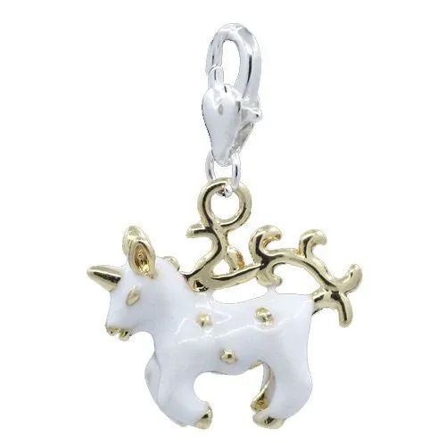 Unicorn Clip on Pendant for European Charm Jewelry w/ Lobster Clasp