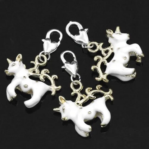 Unicorn Clip on Pendant for European Charm Jewelry w/ Lobster Clasp