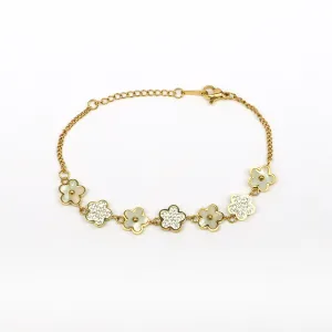 VanCleef Inspired Pearl Bracelet Gold Plated, Waterproof and Anti-Tarnish - 8 inches