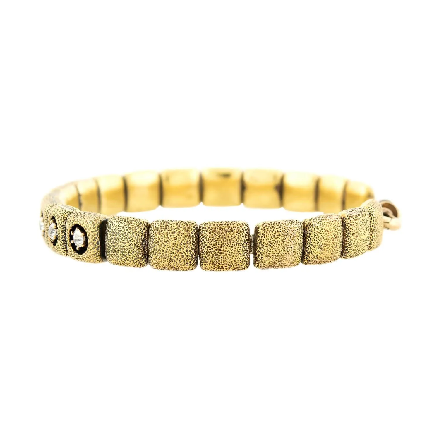 Victorian 15K Diamond Button Stretch Bracelet