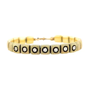 Victorian 15K Diamond Button Stretch Bracelet