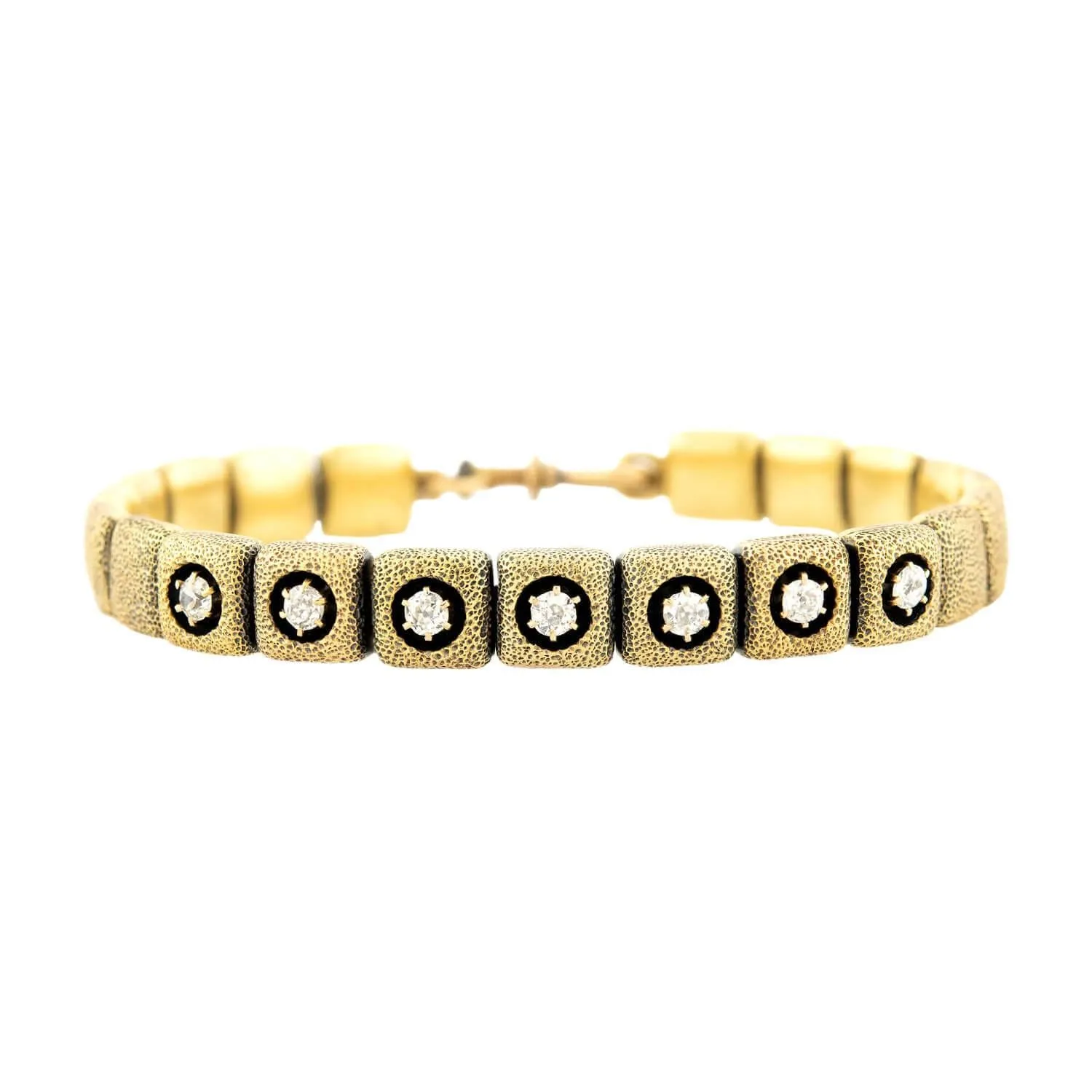 Victorian 15K Diamond Button Stretch Bracelet