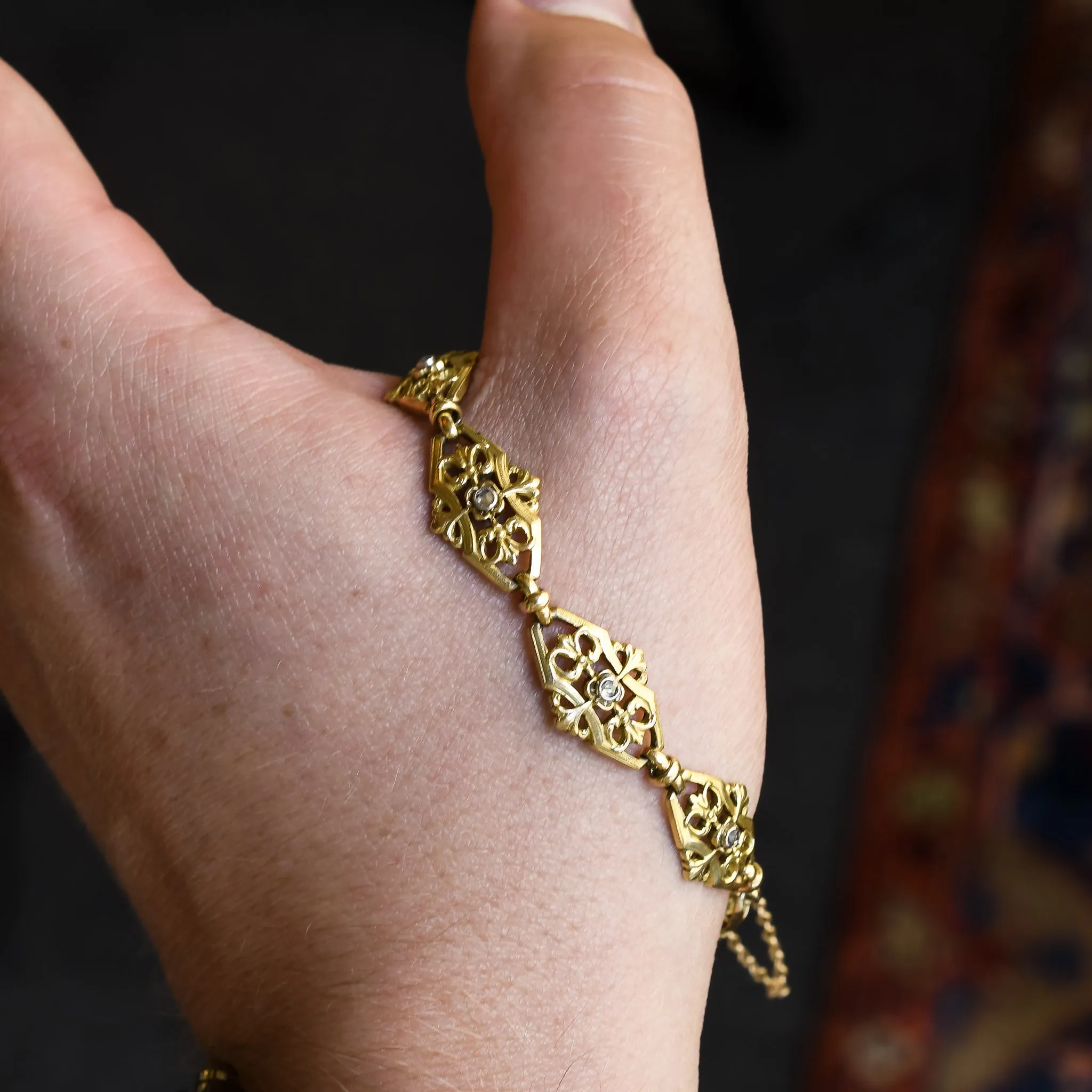 Victorian French Diamond Openwork Bracelet