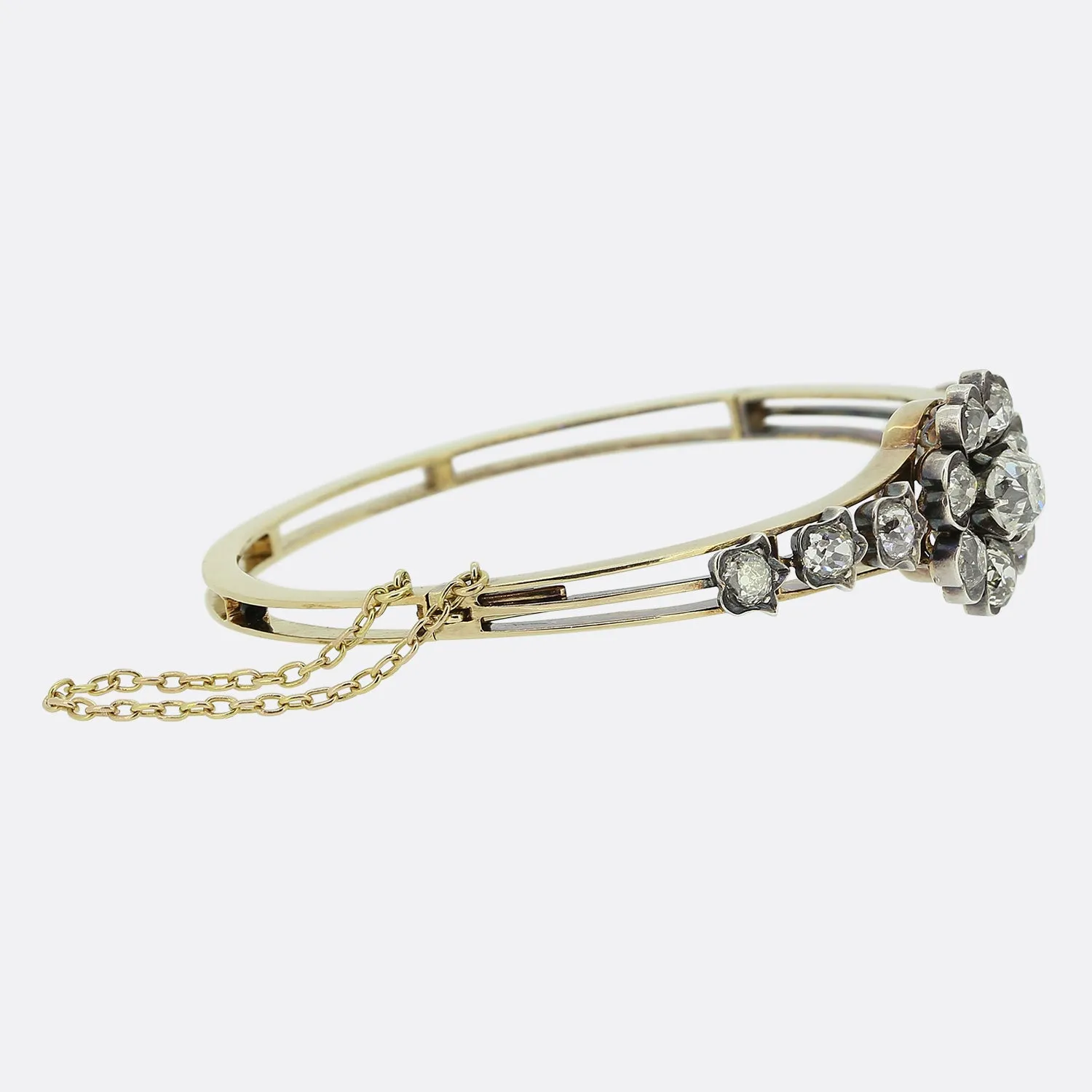 Victorian Old Cut Diamond Floral Bangle