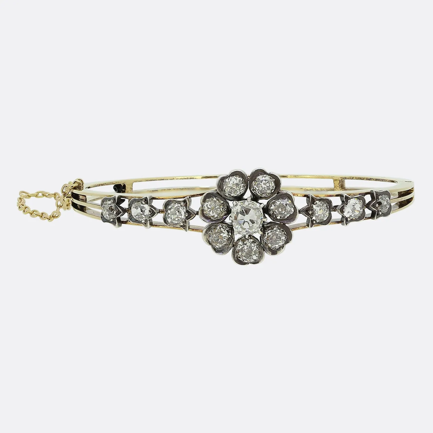 Victorian Old Cut Diamond Floral Bangle