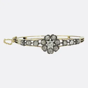 Victorian Old Cut Diamond Floral Bangle