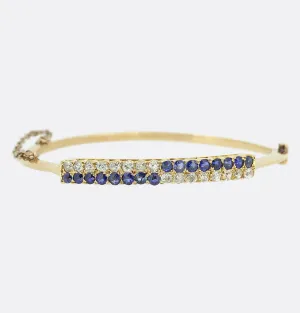 Victorian Sapphire and Old Cut Diamond Bangle