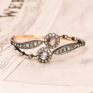 Victorian Table Cut Diamond "Toi et Moi" Bangle