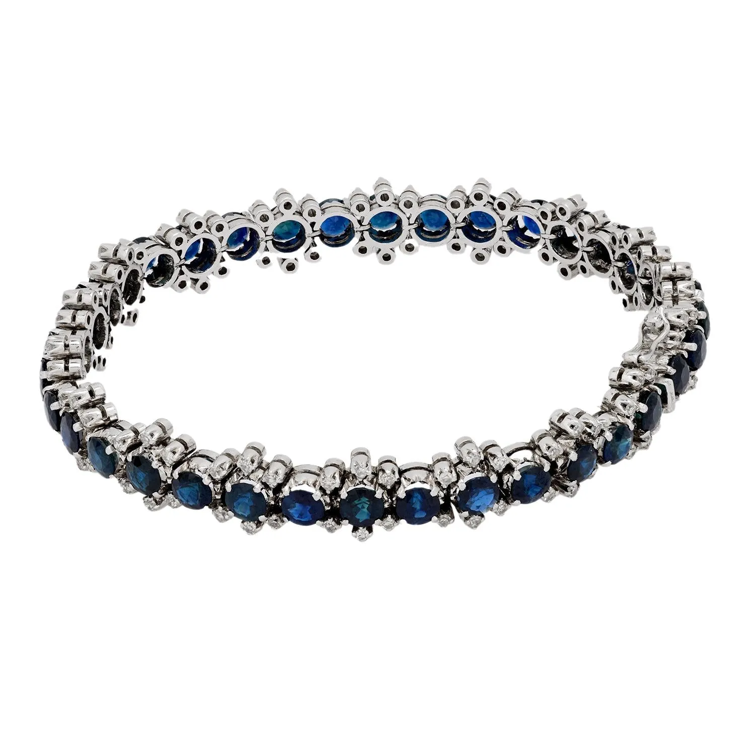 Vintage 10.80 carat sapphire diamond 18k white gold bracelet