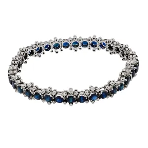 Vintage 10.80 carat sapphire diamond 18k white gold bracelet