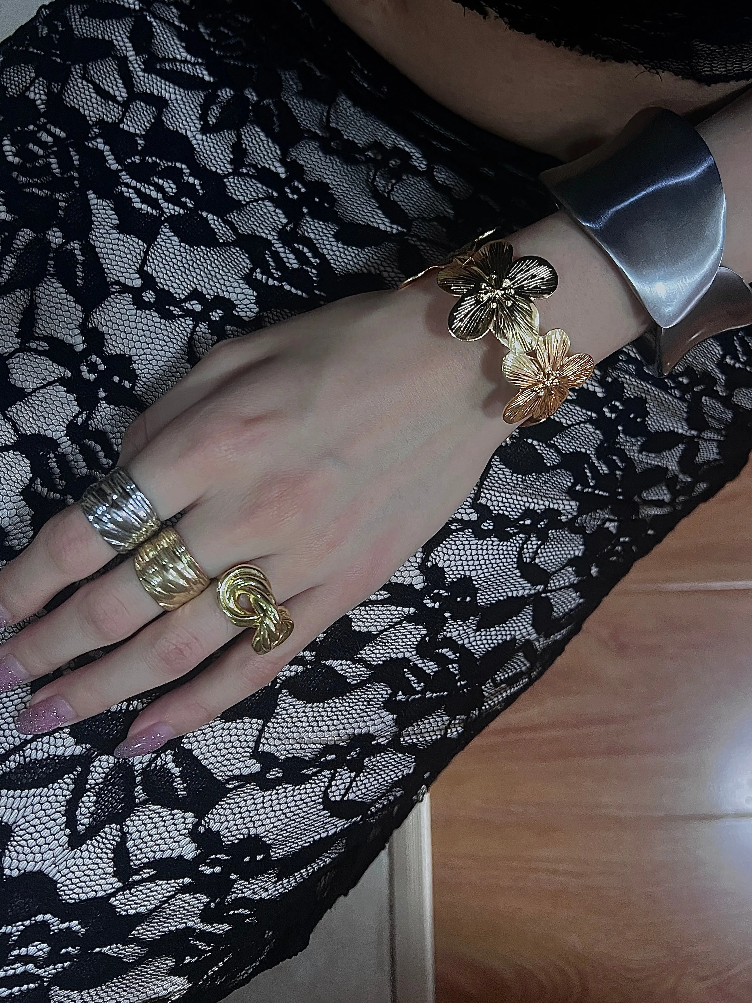 Vintage Bloom Open Bangle