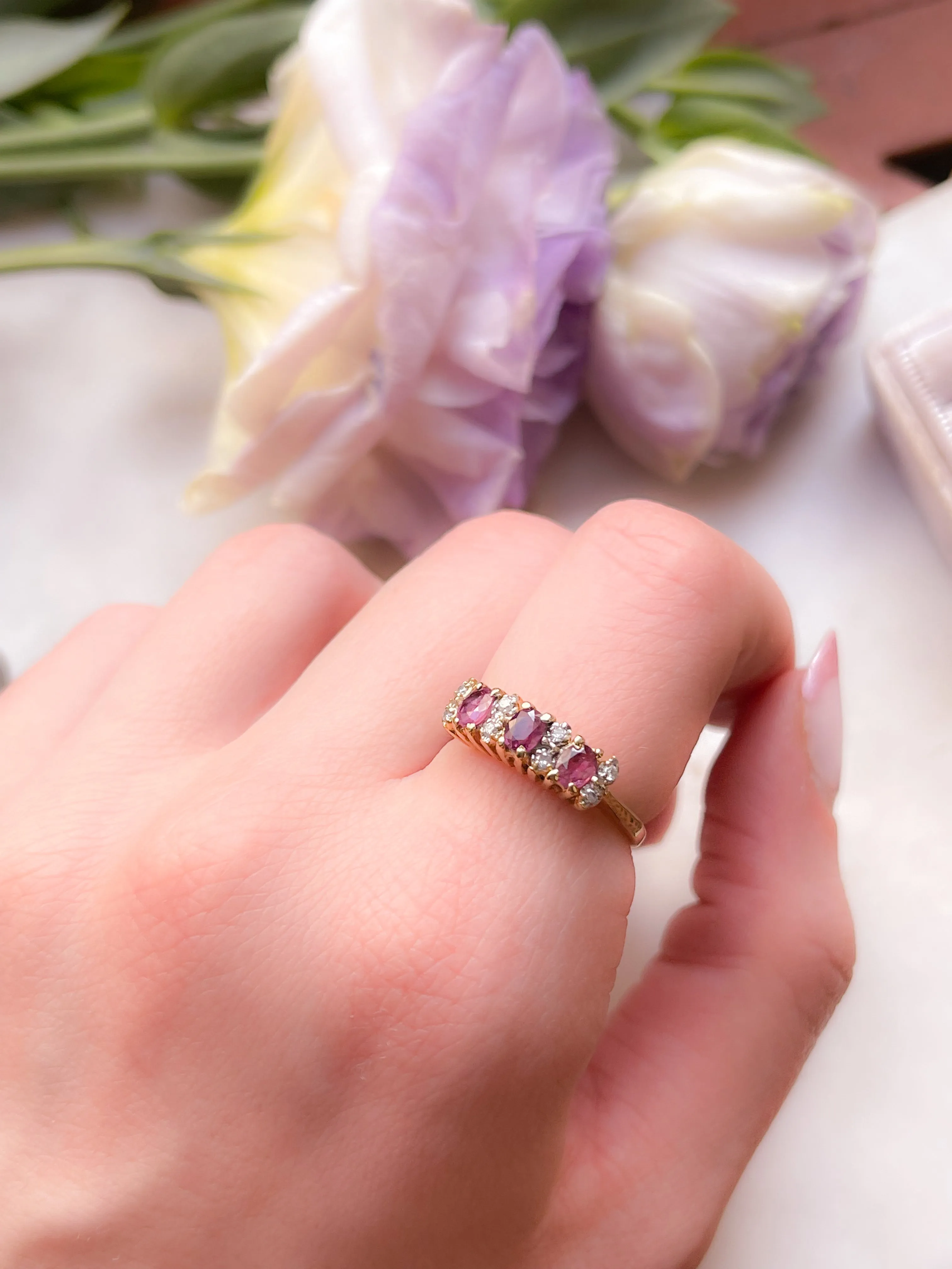 Vintage Diamond and Ruby Ring in 14k Circa 1980