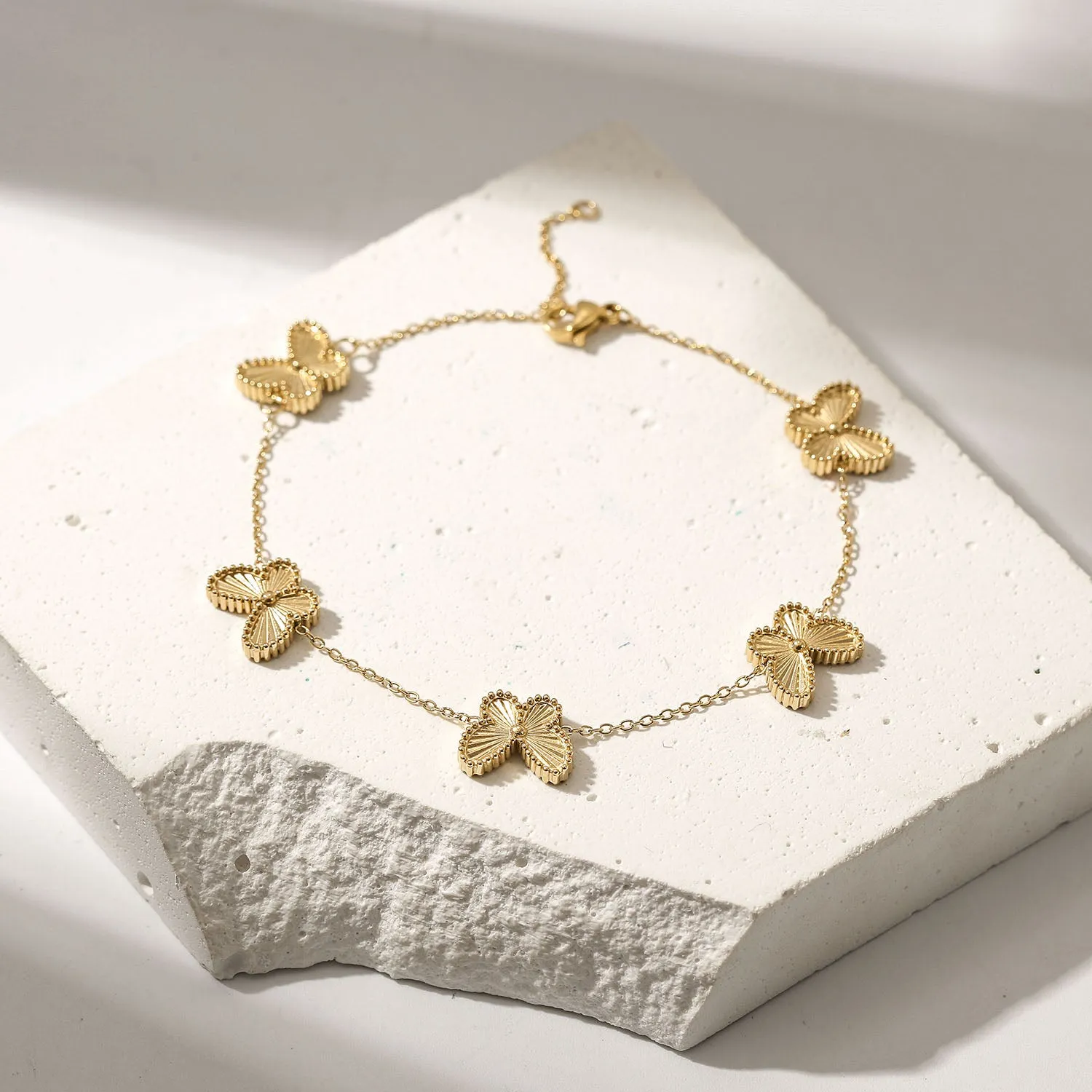 Vintage Gold Butterfly Charm Bracelet