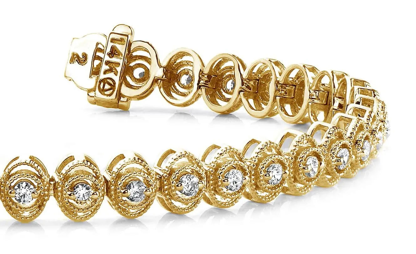 Vintage Oval Link Diamond Bracelet with 1.00 ct.(finished) 1.8mm