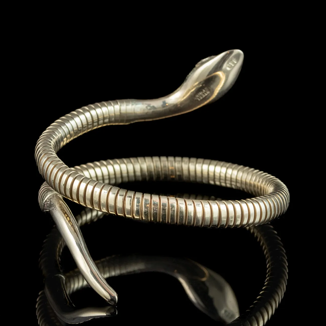 Vintage Snake Bangle 9ct Gold Ruby Eyes Smith And Pepper