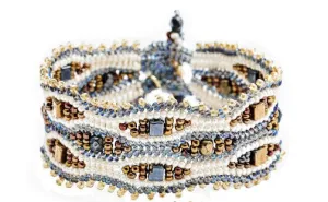 'Violetta' Beaded Bracelet: Cream & Bronze