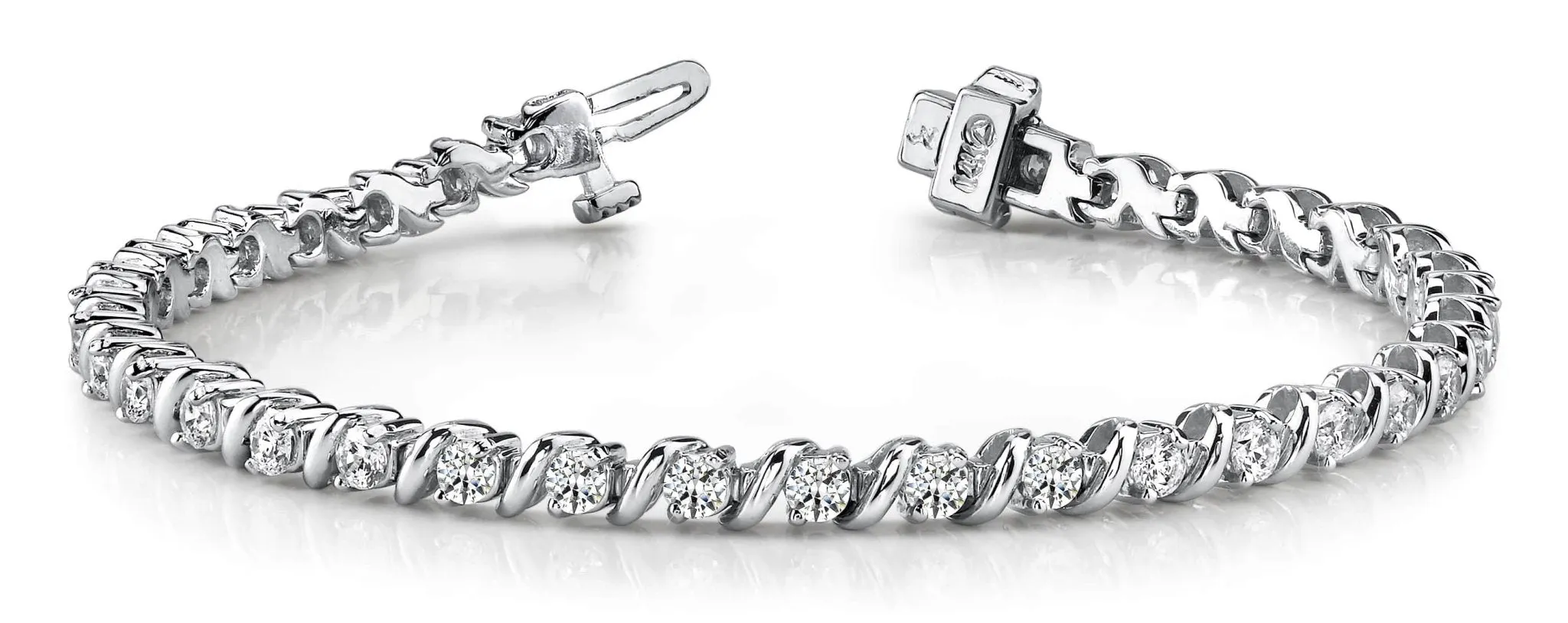 Wavy Hood Link Lab-Grown Diamond Tennis Bracelet with 2.52 ct.(finished) 2.5mm