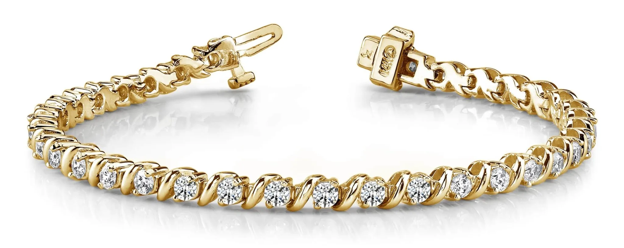 Wavy Hood Link Lab-Grown Diamond Tennis Bracelet with 2.52 ct.(finished) 2.5mm