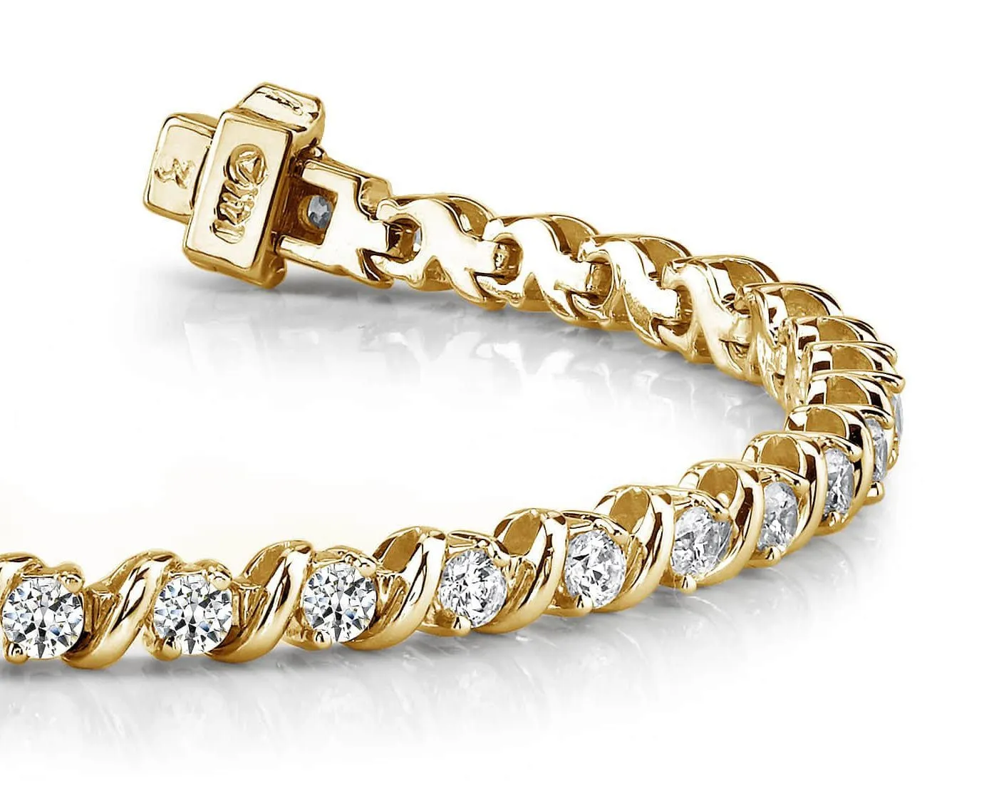 Wavy Hood Link Lab-Grown Diamond Tennis Bracelet with 2.52 ct.(finished) 2.5mm